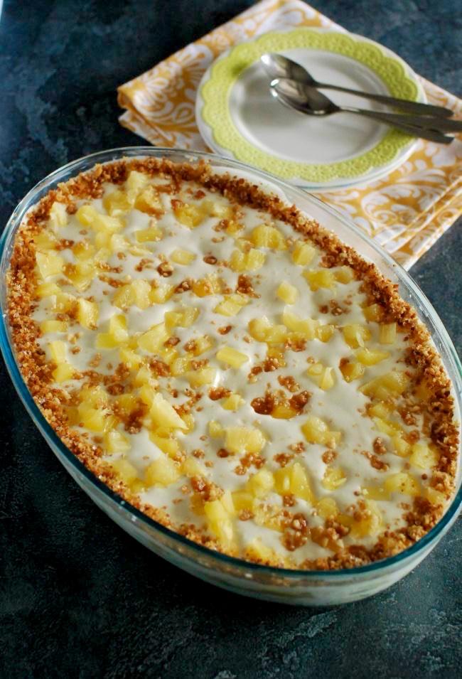 Eggless Pineapple Bread Pudding