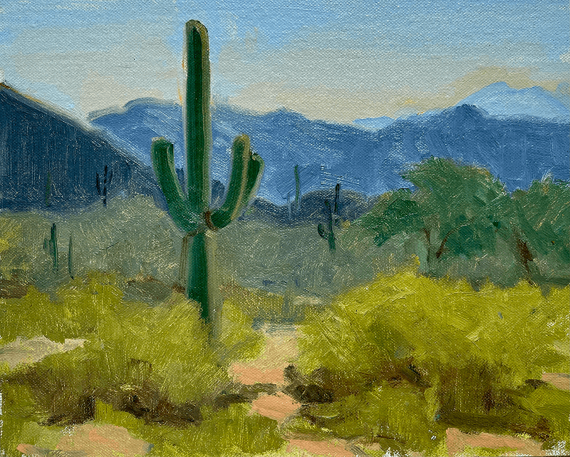 Saguaro, Oils, 9” x 12”