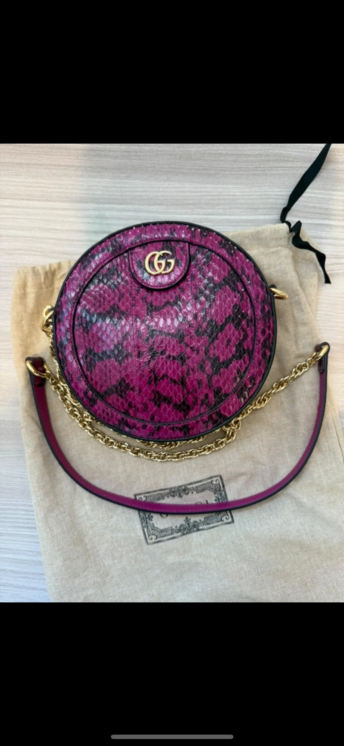 GUCCI Borsa Round Gucci in pelle di pitone viola — DelixGo Luxury Bags
