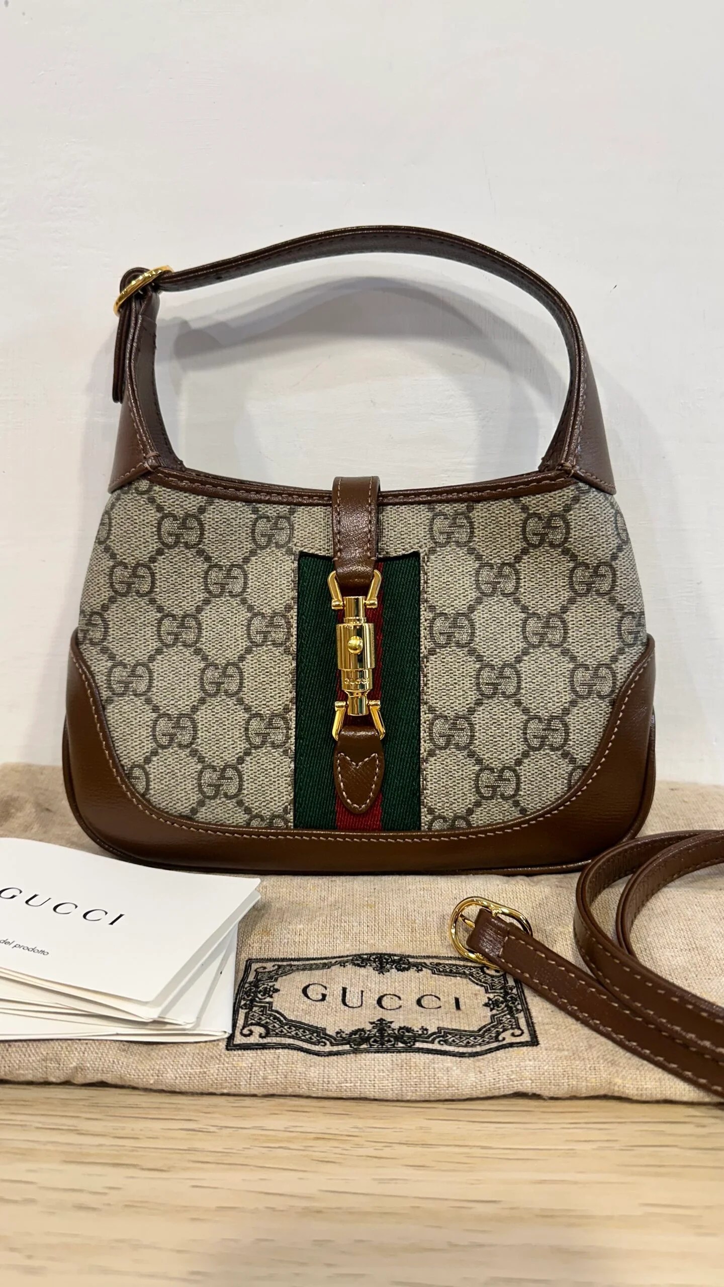 GUCCI Mini Jackie in pelle marrone e canvas GG — DelixGo Luxury Bags