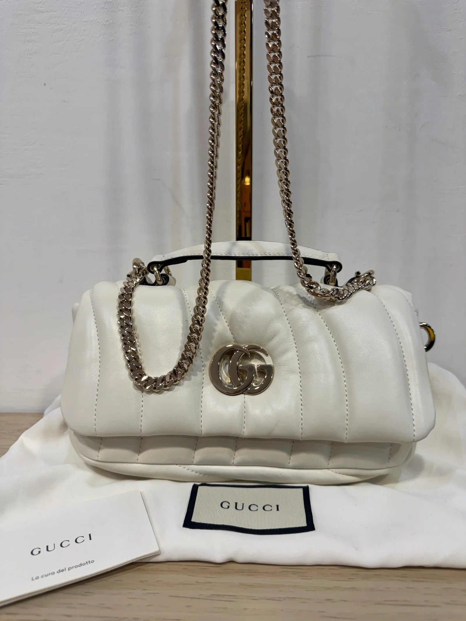 GUCCI Borsa Gucci Milano GG in pelle di agnello bianca — DelixGo Luxury Bags