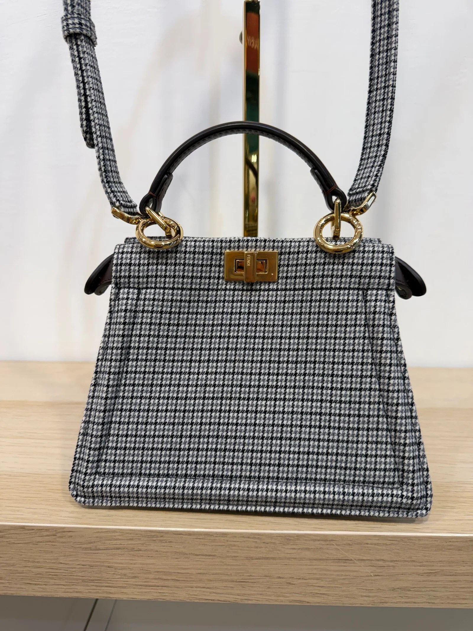 FENDI Peekaboo Petit in lana pied de poule piccolo — DelixGo Luxury Bags