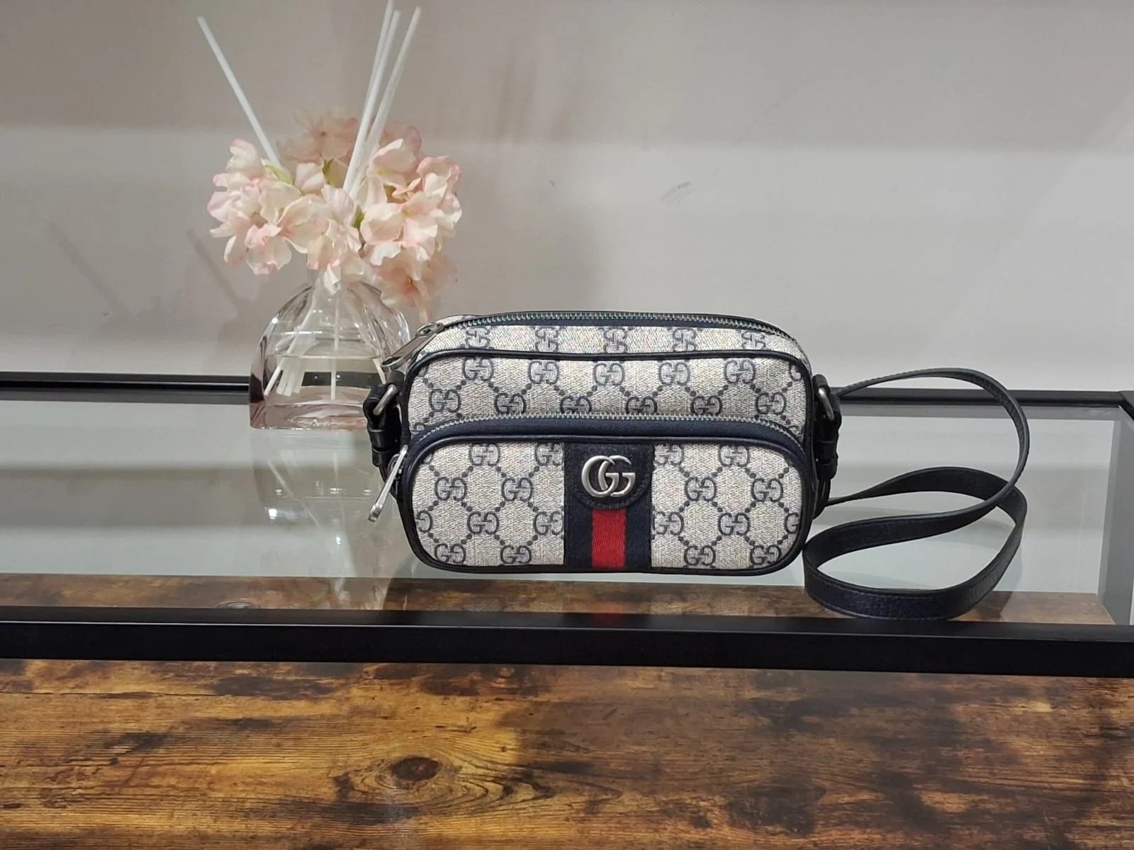 GUCCI GG Ophidia Mini Bag Canvas e pelle blu e bianco — DelixGo Luxury Bags