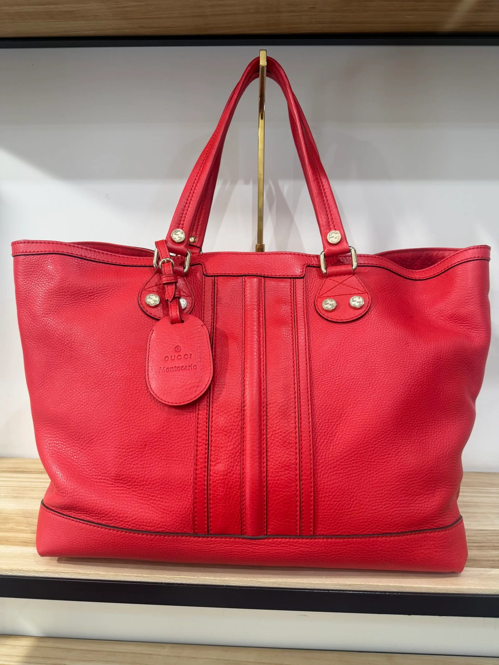 GUCCI Sunset Tote Montecarlo in pelle martellata rossa — DelixGo Luxury Bags