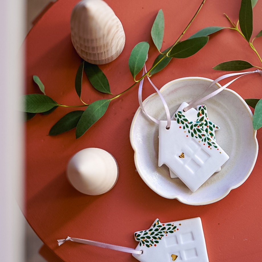 SET OF 2 - Festive House ornaments
