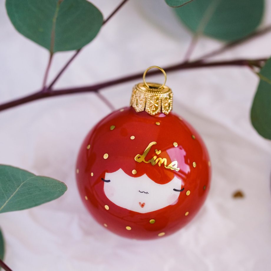 MADE TO ORDER - Personalised Little Dots Red Bauble