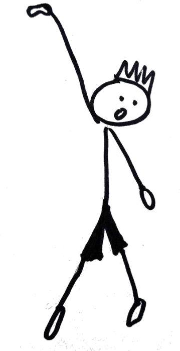 Cliffhanging stick figure