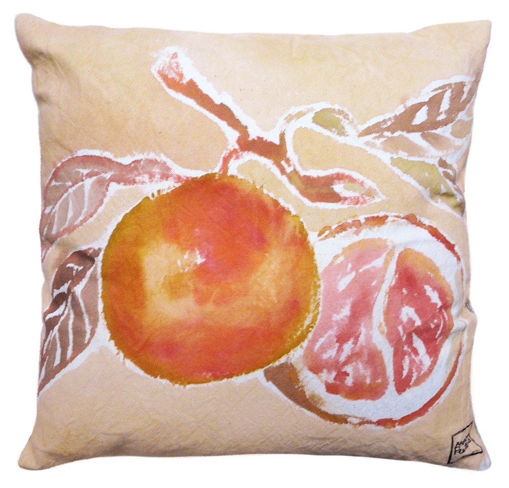 "pamplemousse" - 40x40cm - coton métis - dos en lin - 52€