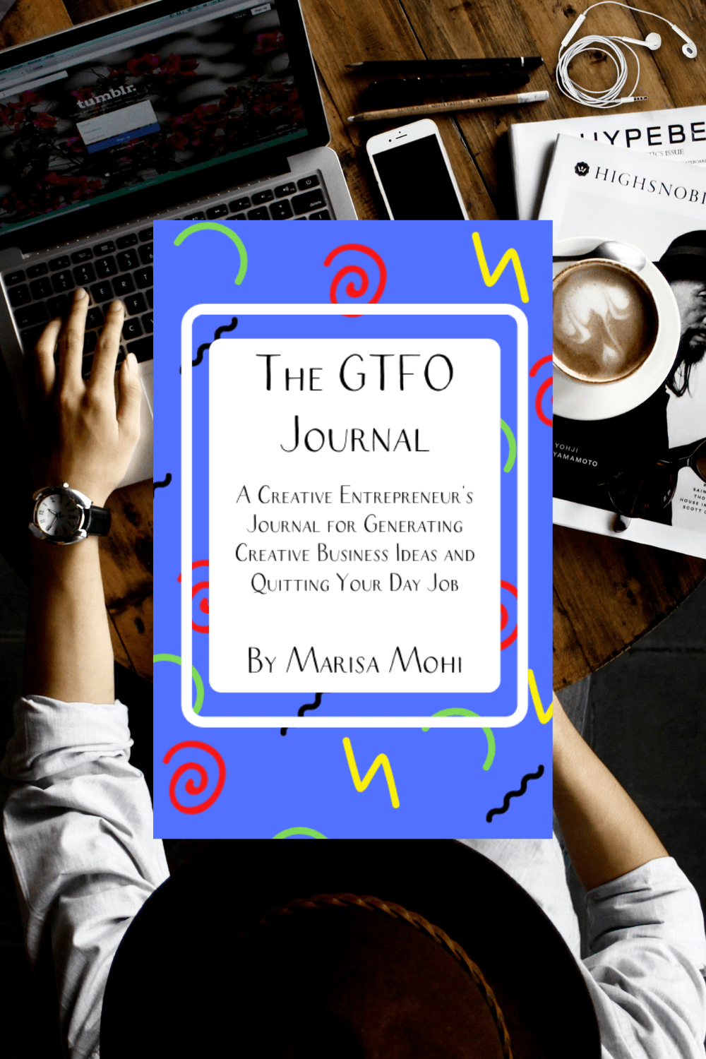 a woman working at a laptop with the cover of The GTFO Journal