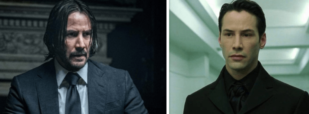 Keanu Reeves dalam The Matrix dan John Wick