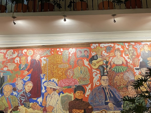 First panel of the mural in Mural de los Poblanos in Puebla Mexico
