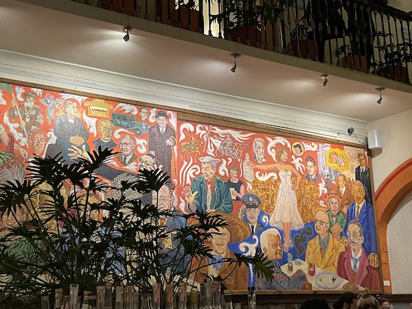 Second panel of the mural in Mural de los Poblanos in Puebla Mexico