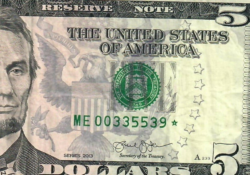 five dollar star note fancy serial numberdigit repeater