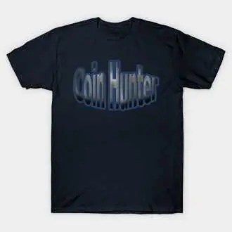 macro image of coin hunter tee