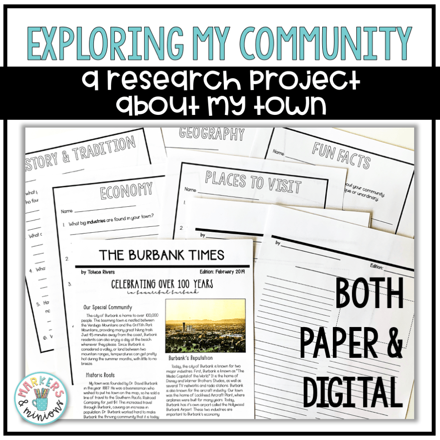 Community Research Newspaper Project Paper And Google Slides Markers And Minions