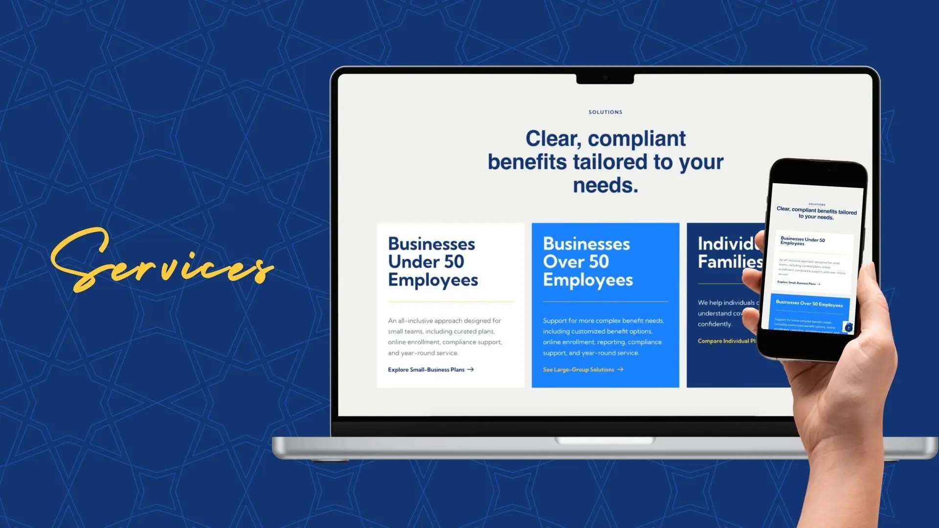 Bridged Benefit Solutions health insurance website services section design