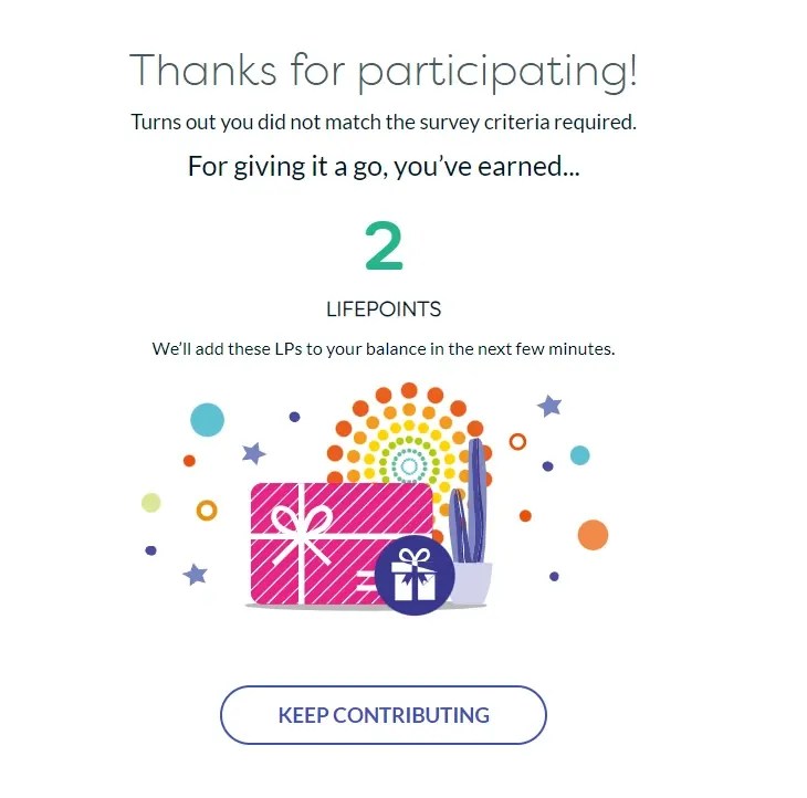 Ineligible in Lifepoints Survey