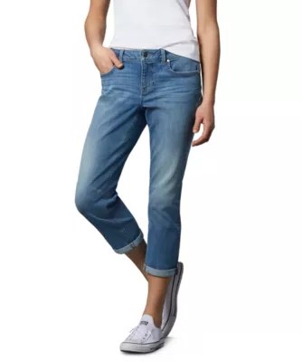 womens relaxed fit boyfriend jeans - medium indigo marks on women's relaxed fit jeans canada