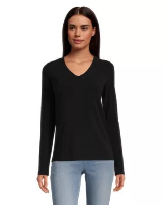 womens semi fit v-neck long sleeve t shirt marks on women's v neck tee long sleeve