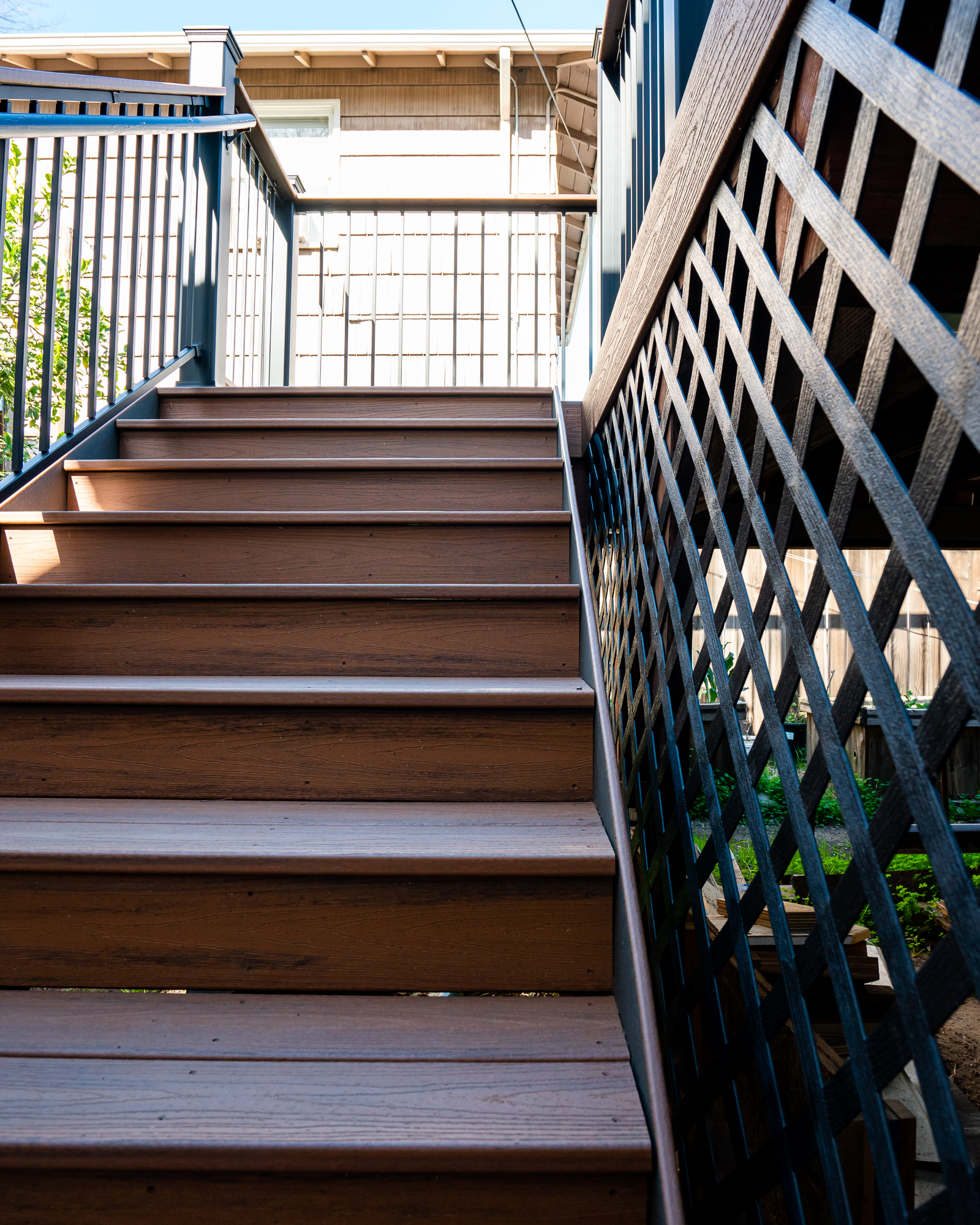 Finished Trex deck stairs in Sacramento, CA by Marksman Builders