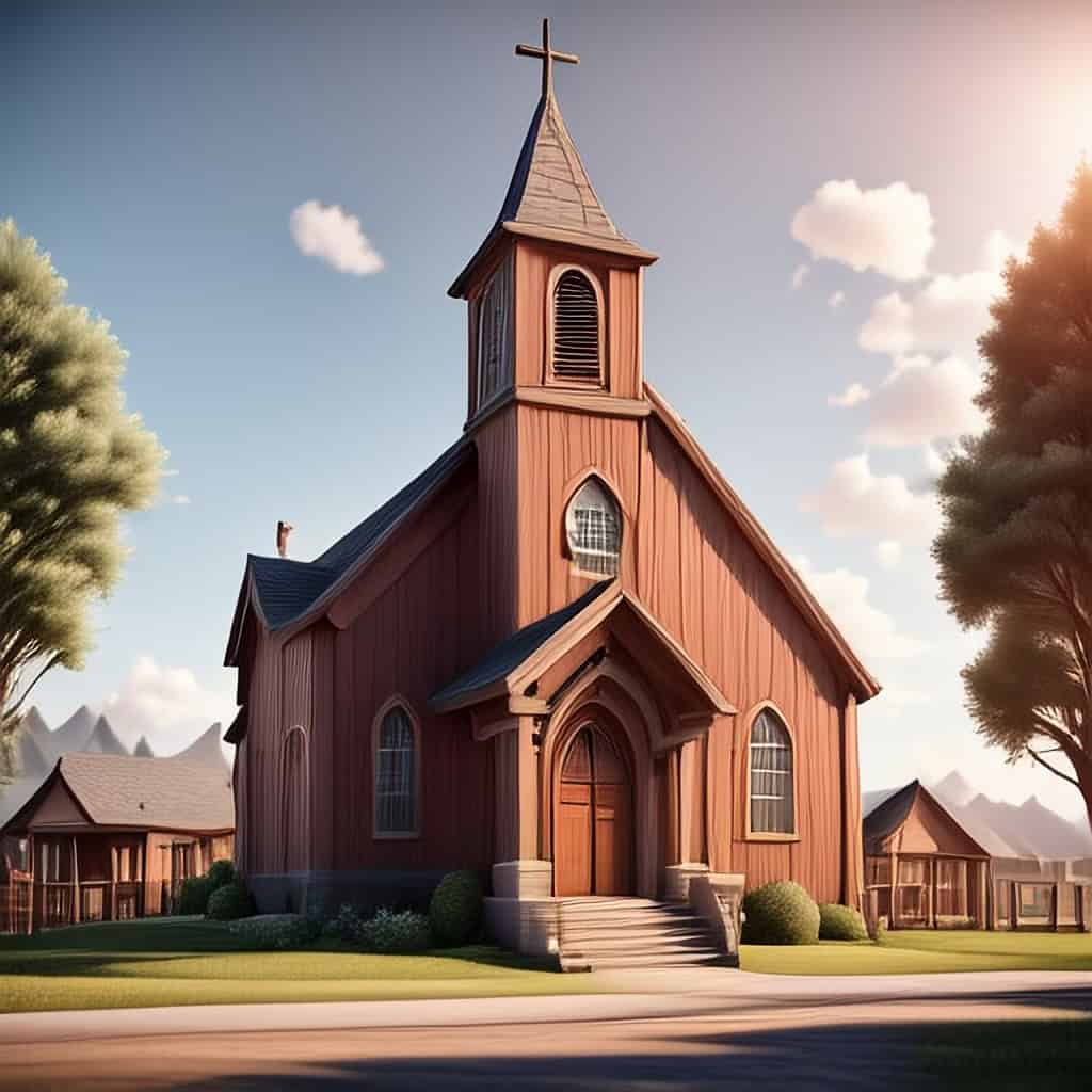 AI generated picture of church in the Old East of America.