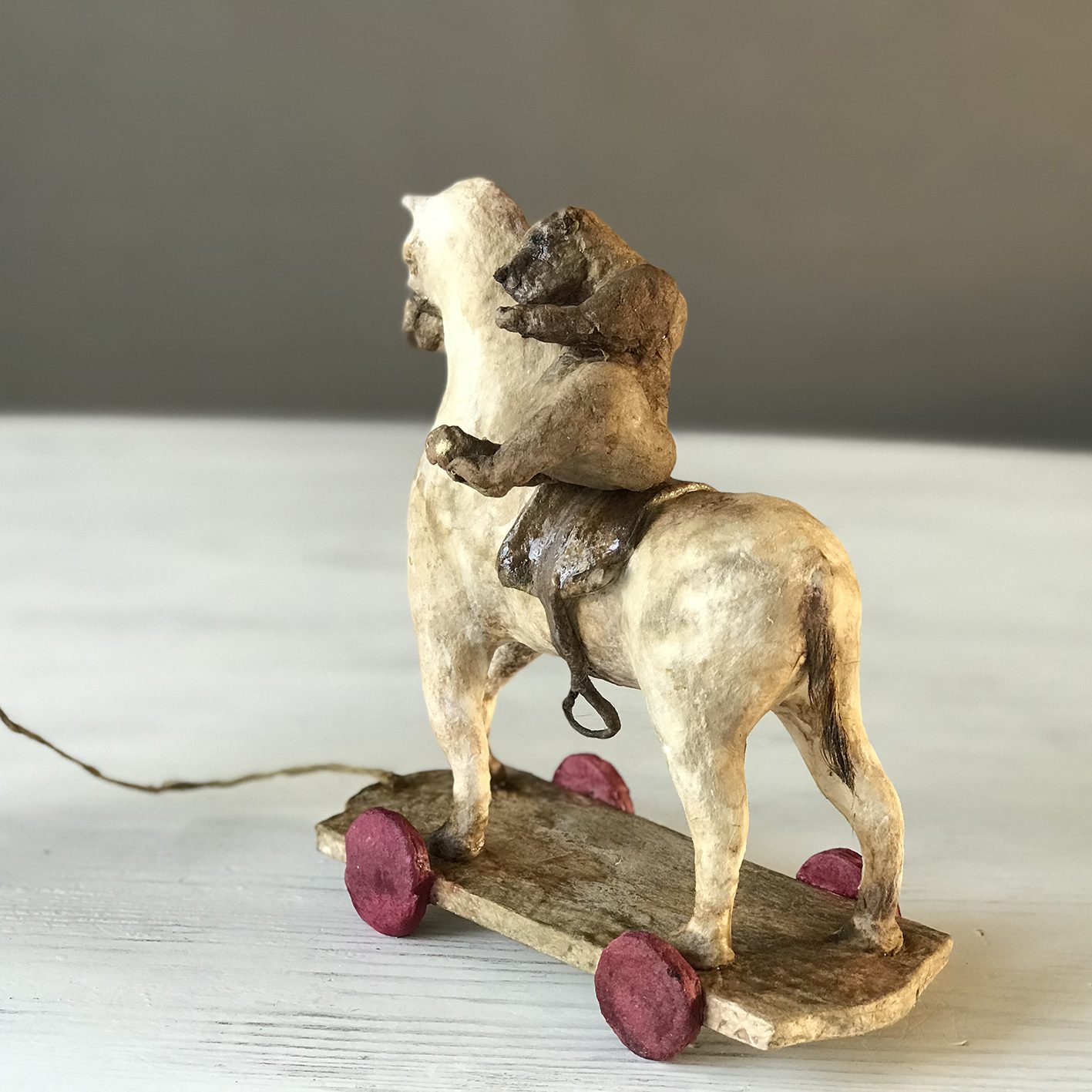 Lavinia's horse with antique teddy bear