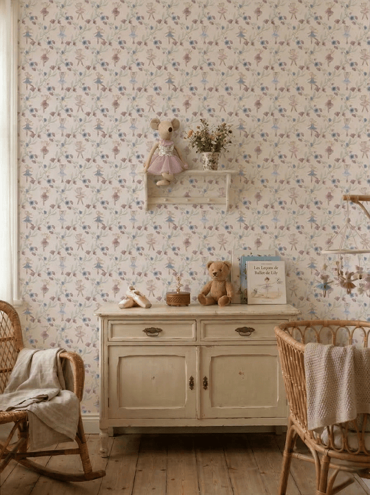 papel-pintado-DORMITORIO-NIÑA-BEBE-BAILARINA -ROSA