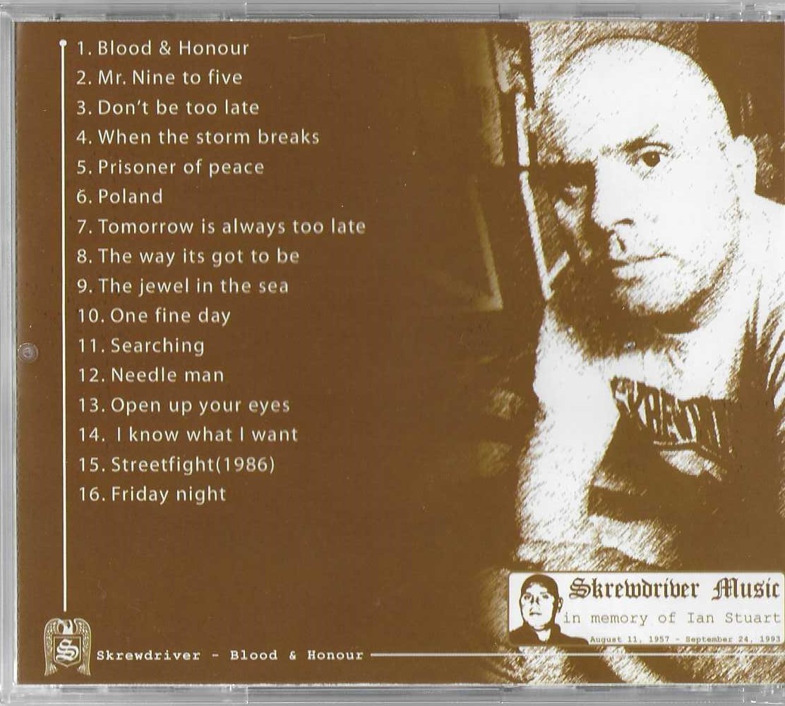 SKREWDRIVER 『Blood & Honour + 2 Songs』 Skrewdriver – Blood & Honour – CD (Album, Reissue), 1990
