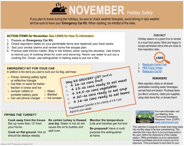 November Holiday Safety Tips Martinez Area Community Emergency