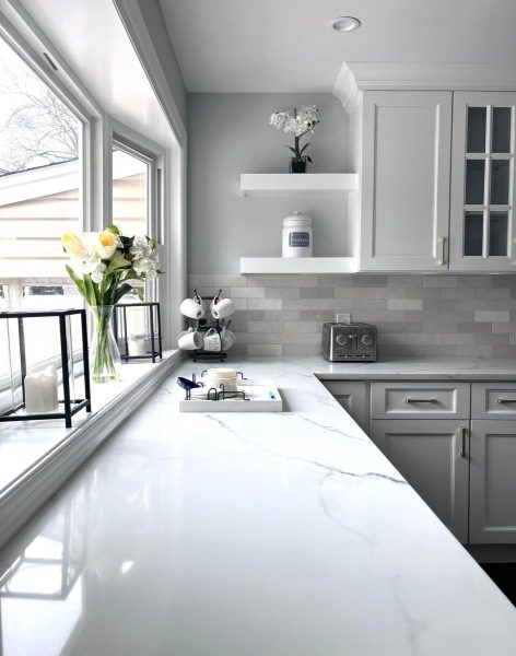 kitchen with large windows