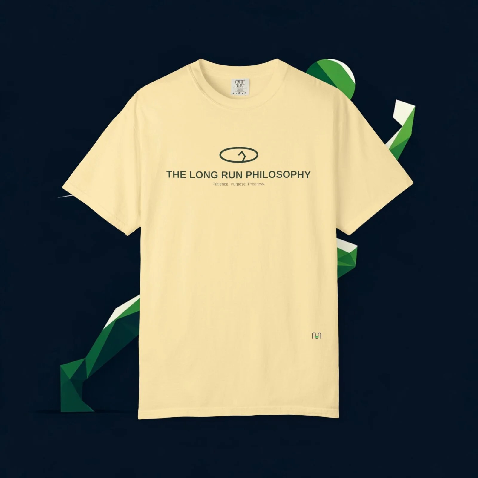THE LONG RUN PHILOSOPHY – Premium Running Tee (Patience & Purpose Edition) (Light Colors) – Running Bella+Canvas T-shirt by Martume (Additional view 5)