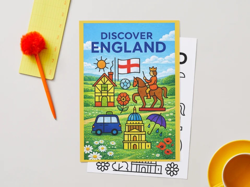 Discover England Poster – Minimalist British Travel Art (A4 Printable PDF) — Digital Download by M · Art & Design