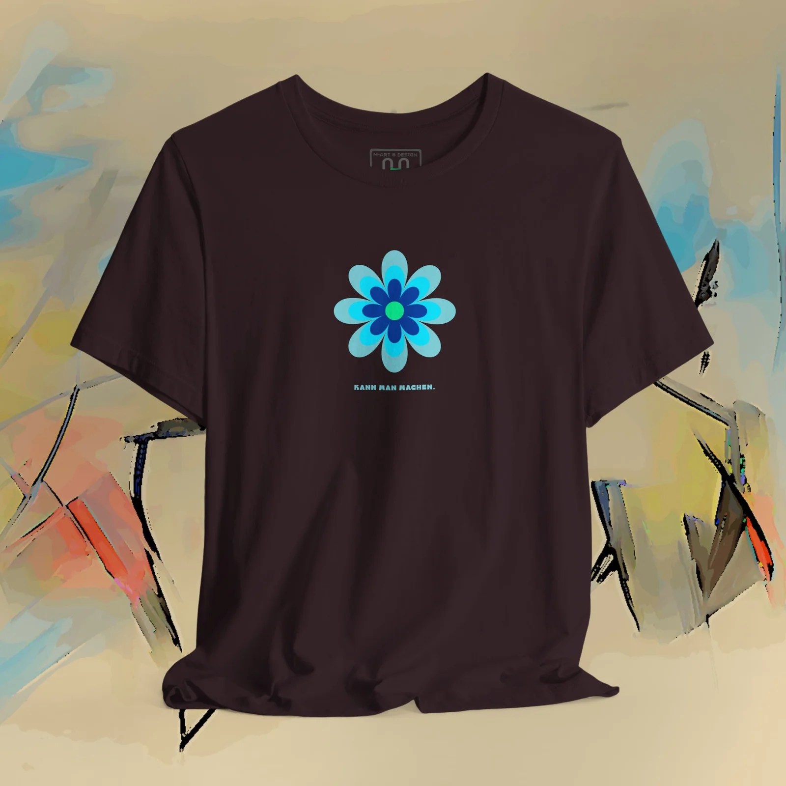 Laid-back flower T-Shirt "Kann man machen." - blue – Lineart Bella+Canvas T-shirt by Martume (Additional view 7)
