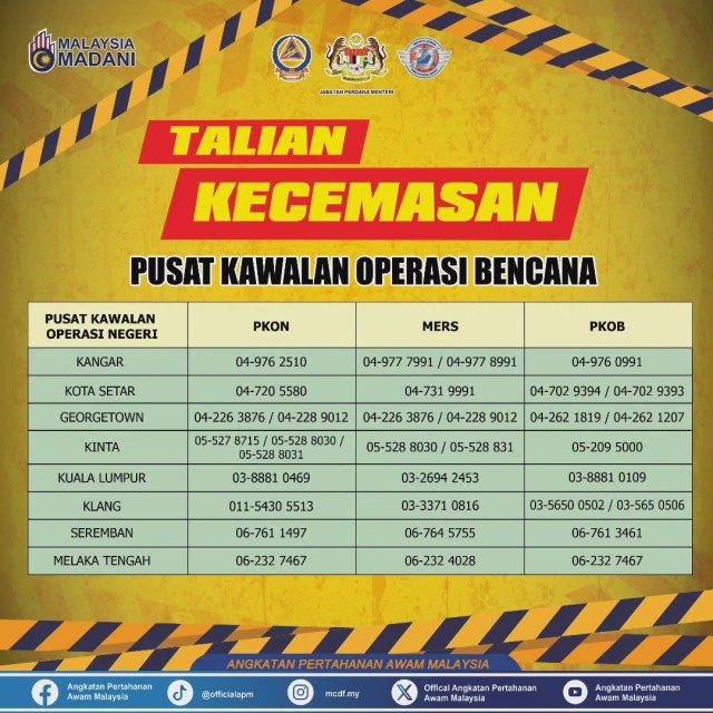 Talian kecemasan pusat kawalan operasi bencana banjir