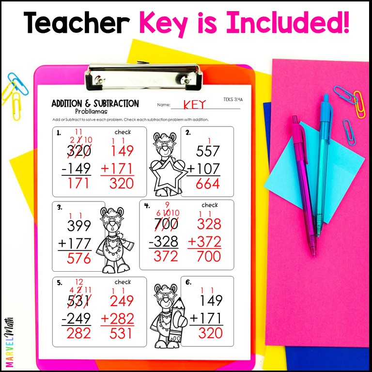 3rd grade addition & subtraction worksheets