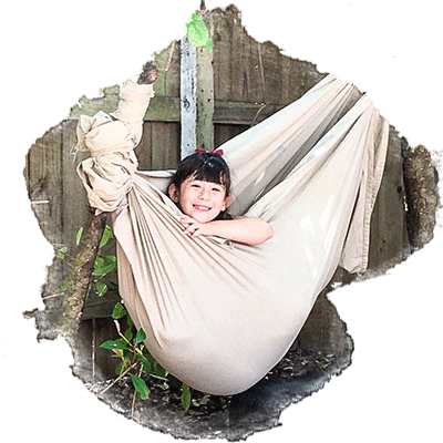 kindergarten girl in hammock