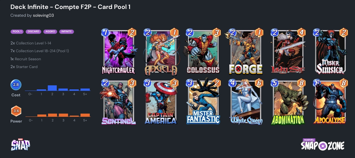 Deck Infinite - Compte F2P - Card Pool 1