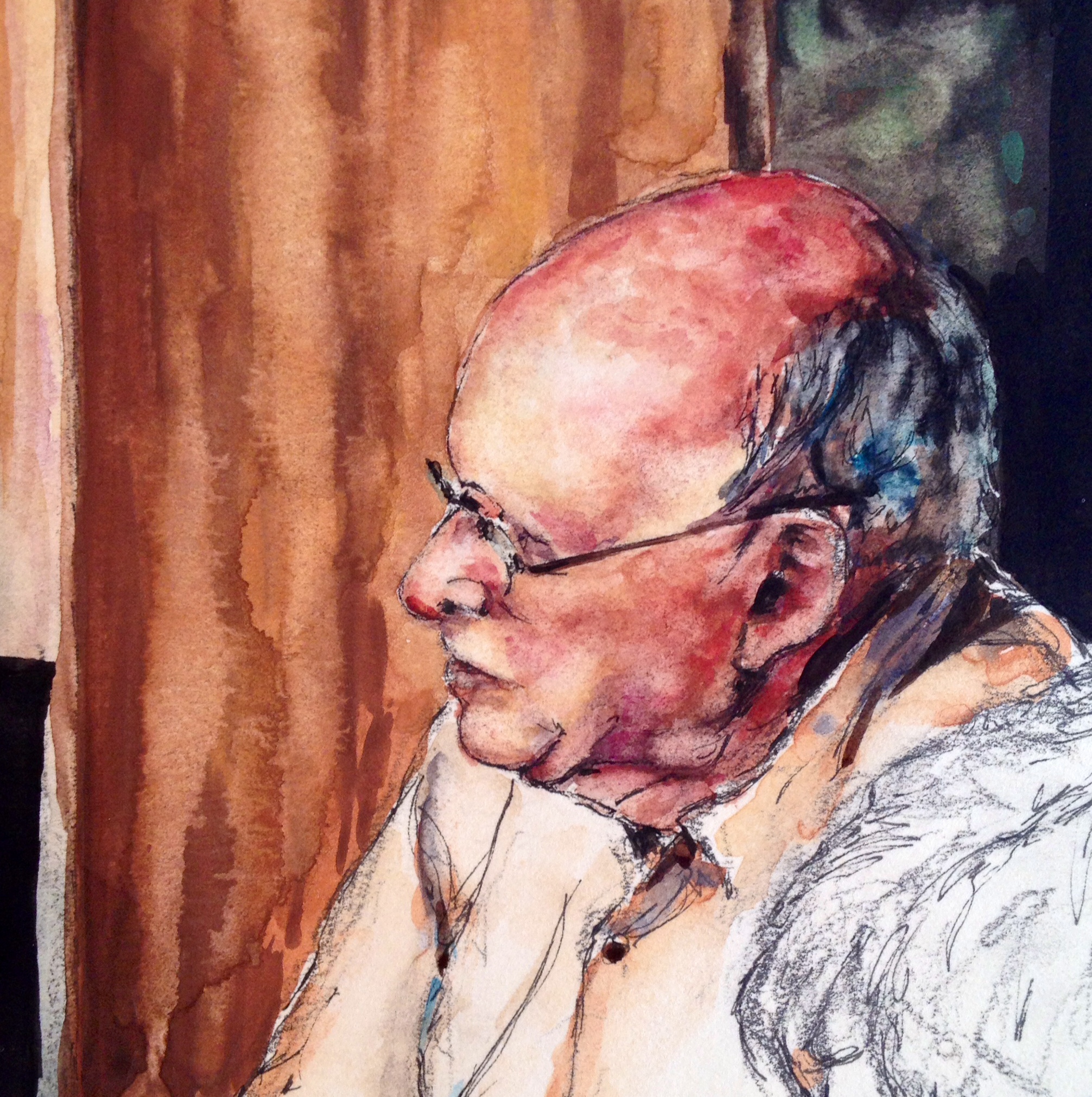 Dominoes, detail, watercolor