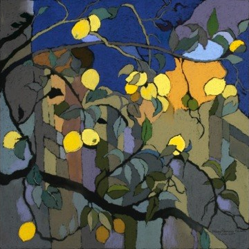 Lemon tree with abstract background