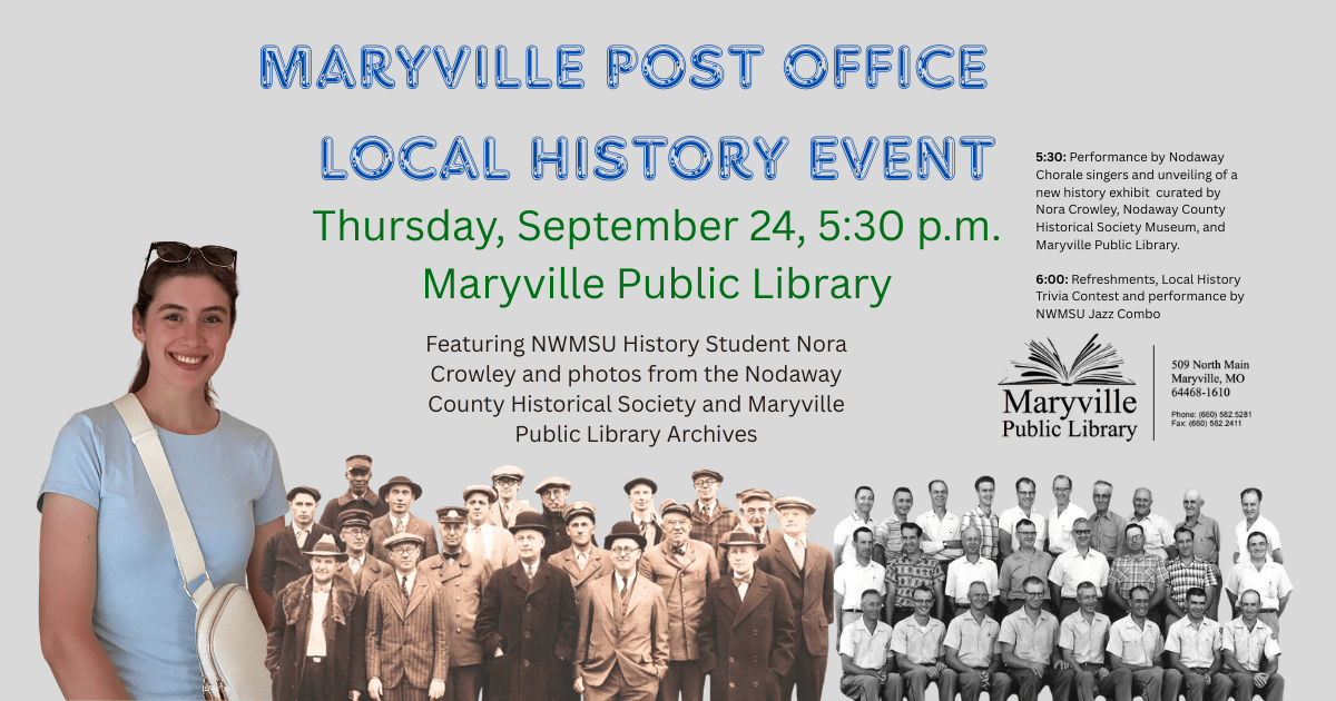 Maryville Post Office Local History Event Thursday, September 24, 5:30 p.m. at Maryville Public Library