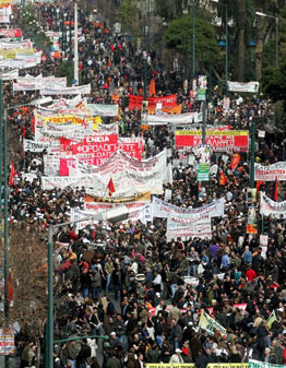Manifestação na Grécia em dia de greve geral