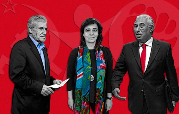 António Costa, Catarina Martins e Jerónimo de Sousa