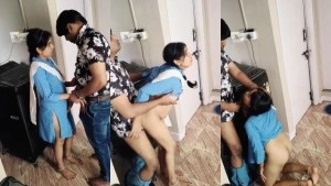 Desi Slim Wife Blowjob and Standing Fucking