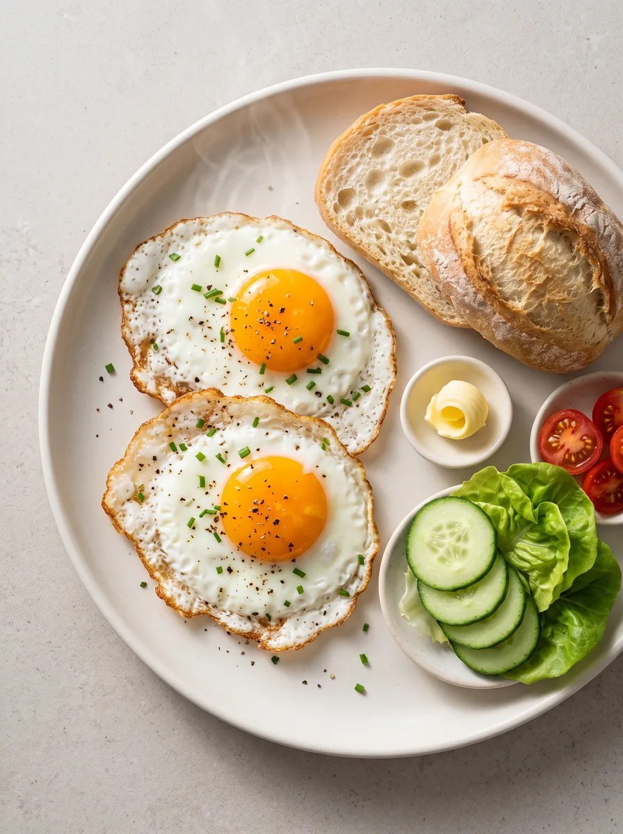 2 Spiegeleier mit Brötchen