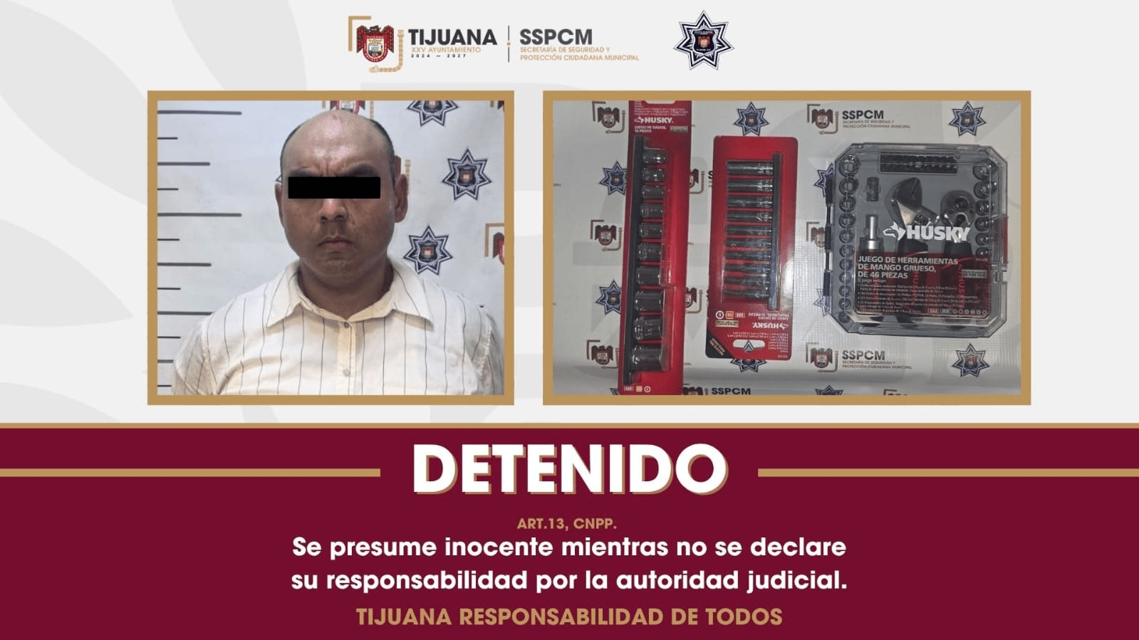 DETIENEN EN TIJUANA A PRESUNTO LADRÓN DE COMERCIO