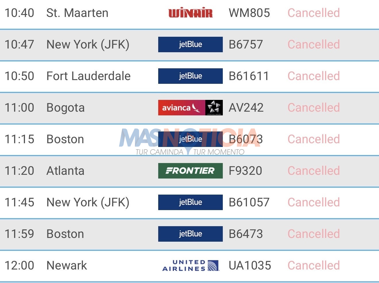Atake na Venezuela a pone cu varios vuelo a cancela pa Aruba