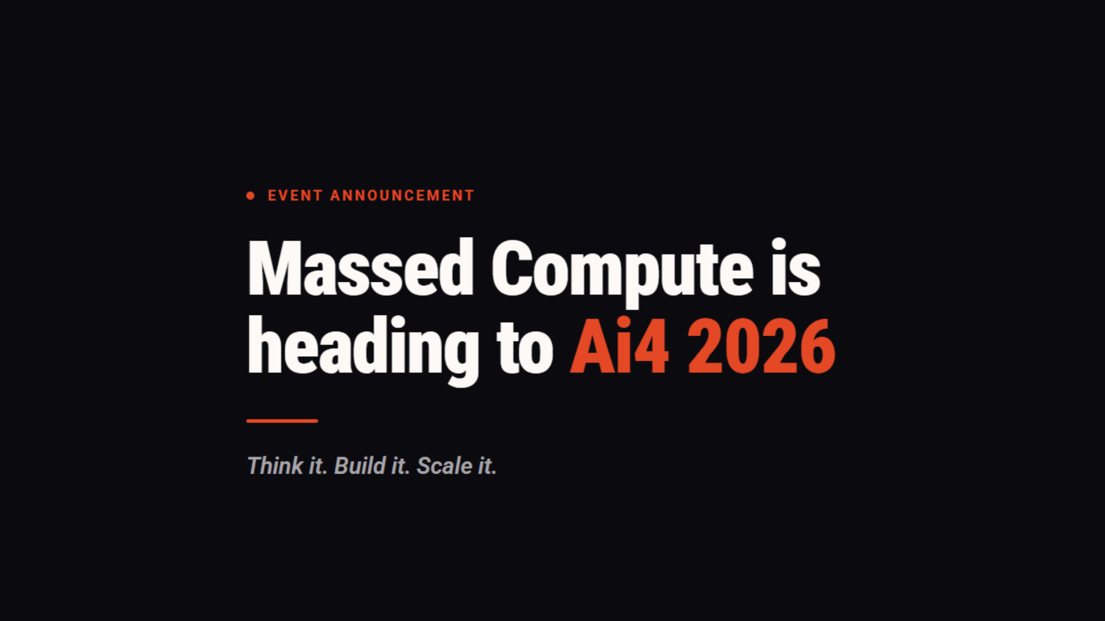 Banner announcing Massed Compute's attendance at AI4 2026
