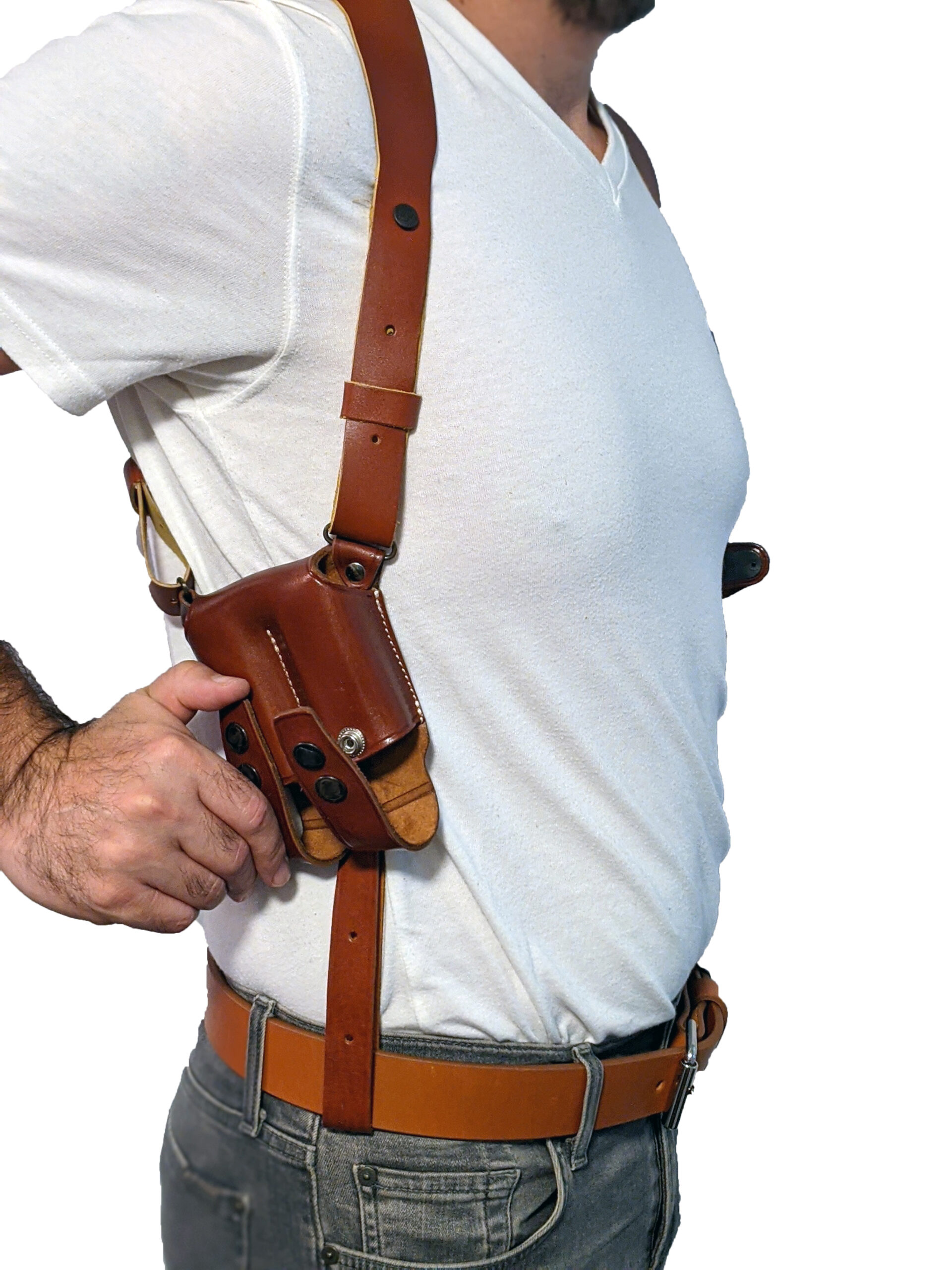 MASSIMO 1911 Leather Horizontal Shoulder Holster with Dual