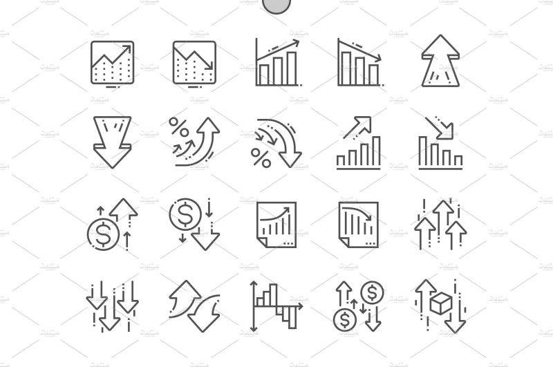Increase And Decrease Icon Pack 25 Line Business Icons Svg Png - Premium Light Illustration Gallery - 8K