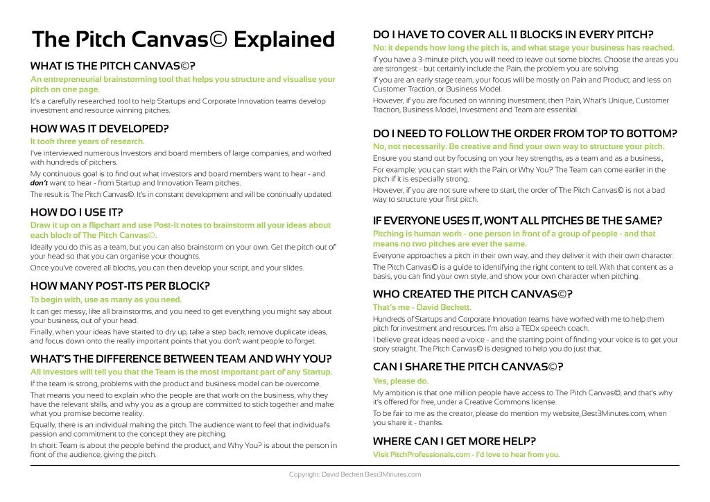 Pitch Canvas FAQ